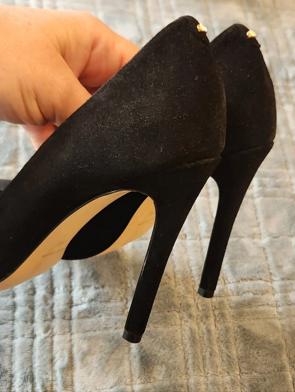 Michael Kors Elyse Black Pointed-Toe Suede High Heel Stiletto Pumps, 6M